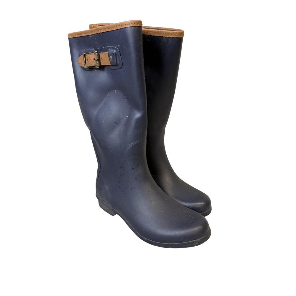 Chooka Boots Womens Size 10 Navy City Solid Rain Mid Calf Rubber Waterproof